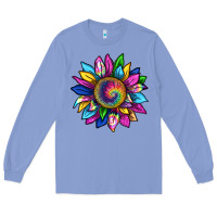 Colony Blue tie dye sunflower Long Sleeve Tee - texasbilliewilder