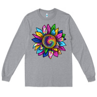 Heather Grey tie dye sunflower Long Sleeve Tee - texasbilliewilder