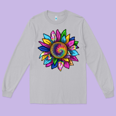 Tie Dye Sunflower Long Sleeve Tee Designed By Texasbilliewilder