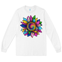 White tie dye sunflower Long Sleeve Tee - texasbilliewilder