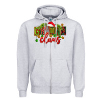 Heather Grey Christmas granna claus Zipper Hoodie - FaDigitalArtStudio