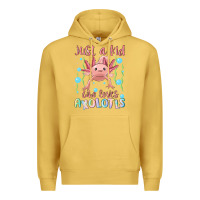 Antique Gold just a kid who loves axolotls Premium Hoodie - MaliasSmallBusiness