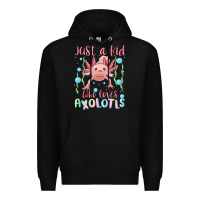 Black just a kid who loves axolotls Premium Hoodie - MaliasSmallBusiness