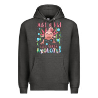 Charcoal Heather just a kid who loves axolotls Premium Hoodie - MaliasSmallBusiness