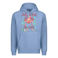 Colony Blue just a kid who loves axolotls Premium Hoodie - MaliasSmallBusiness