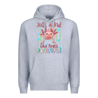 Heather Grey just a kid who loves axolotls Premium Hoodie - MaliasSmallBusiness
