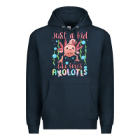 Navy just a kid who loves axolotls Premium Hoodie - MaliasSmallBusiness