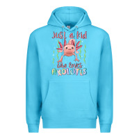 Ocean Blue just a kid who loves axolotls Premium Hoodie - MaliasSmallBusiness