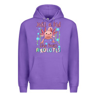Purple just a kid who loves axolotls Premium Hoodie - MaliasSmallBusiness