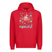 Red just a kid who loves axolotls Premium Hoodie - MaliasSmallBusiness