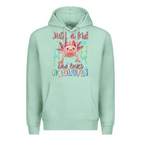 Seafoam just a kid who loves axolotls Premium Hoodie - MaliasSmallBusiness