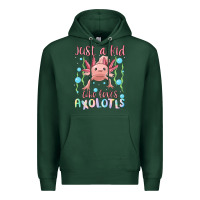 Sports Green just a kid who loves axolotls Premium Hoodie - MaliasSmallBusiness
