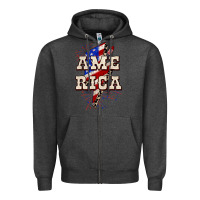 Charcoal Heather America 4th of July Zipper Hoodie - CowGirlArtShop