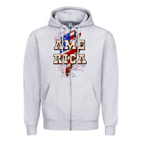 Heather Grey America 4th of July Zipper Hoodie - CowGirlArtShop