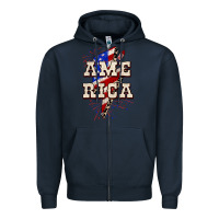 Navy America 4th of July Zipper Hoodie - CowGirlArtShop