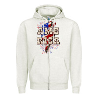 Oatmeal Heather America 4th of July Zipper Hoodie - CowGirlArtShop