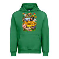 Emerald farm animals with school bus Urban Hoodie - NancyCooperArtShop