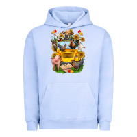 Pigment Grape Ice farm animals with school bus Urban Hoodie - NancyCooperArtShop