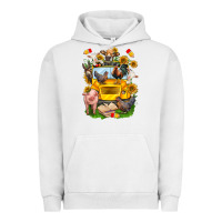 Pigment Lunar Rock farm animals with school bus Urban Hoodie - NancyCooperArtShop