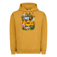 Pigment Peanut Butter farm animals with school bus Urban Hoodie - NancyCooperArtShop
