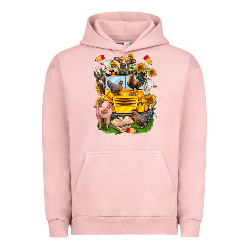 Farm Animals With School Bus Urban Hoodie by NancyCooperArtShop | Teevron