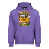 Tulip farm animals with school bus Urban Hoodie - NancyCooperArtShop