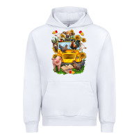 White farm animals with school bus Urban Hoodie - NancyCooperArtShop