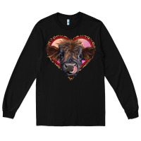 Black leopard heart highland calf Long Sleeve Tee - RanaPortraitStore
