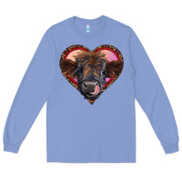 Colony Blue leopard heart highland calf Long Sleeve Tee - RanaPortraitStore