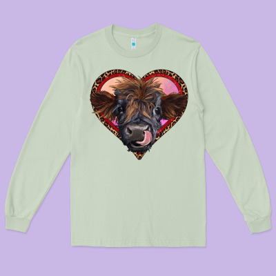 Leopard Heart Highland Calf Long Sleeve Tee Designed By Ranaportraitstore