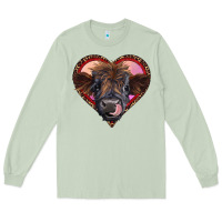 Matcha leopard heart highland calf Long Sleeve Tee - RanaPortraitStore