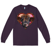 Plum leopard heart highland calf Long Sleeve Tee - RanaPortraitStore