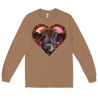 Toasted Coconut leopard heart highland calf Long Sleeve Tee - RanaPortraitStore