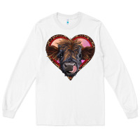 White leopard heart highland calf Long Sleeve Tee - RanaPortraitStore