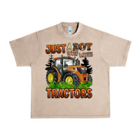 French Oak just a boy who loves tractors Urban Heavy Tee - BarkalooDesign