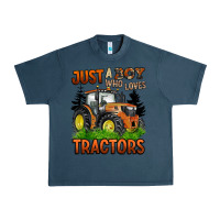 Midnight Navy just a boy who loves tractors Urban Heavy Tee - BarkalooDesign