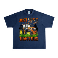 Navy just a boy who loves tractors Urban Heavy Tee - BarkalooDesign