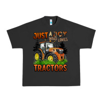 Pigment Black just a boy who loves tractors Urban Heavy Tee - BarkalooDesign