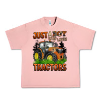 Salmon just a boy who loves tractors Urban Heavy Tee - BarkalooDesign