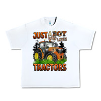 White just a boy who loves tractors Urban Heavy Tee - BarkalooDesign
