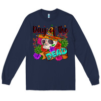 Navy mexican day of the dead Long Sleeve Tee - Zillion Design Studio