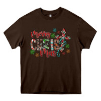 Chocolate Brown Merry Christmas Heavy Core Tee - CowhideDigitalArt
