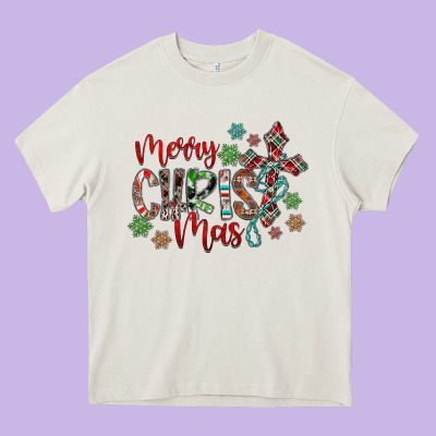 Merry Christmas Heavy Core Tee Designed By Cowhidedigitalart