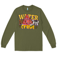 Army Green watermelon crawl Long Sleeve Tee - texasbilliewilder