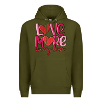 Army Green love more worry less Premium Hoodie - MaliasSmallBusiness