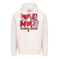 Pale Pink love more worry less Premium Hoodie - MaliasSmallBusiness