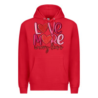 Red love more worry less Premium Hoodie - MaliasSmallBusiness