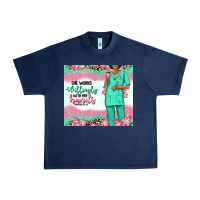 Navy she works willingly with her hands afro nurse Urban Heavy Tee - RanaPortraitStore