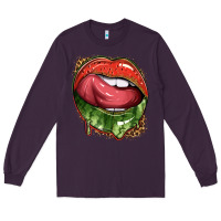 Plum watermelon lips with leopard Long Sleeve Tee - texasbilliewilder