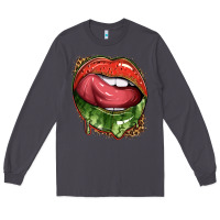 Smoke watermelon lips with leopard Long Sleeve Tee - texasbilliewilder